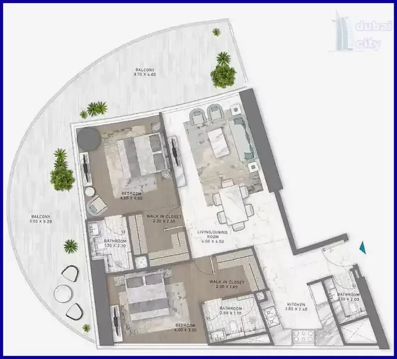 Layout of an apartment in Damak Bay in Dubai Harbour
