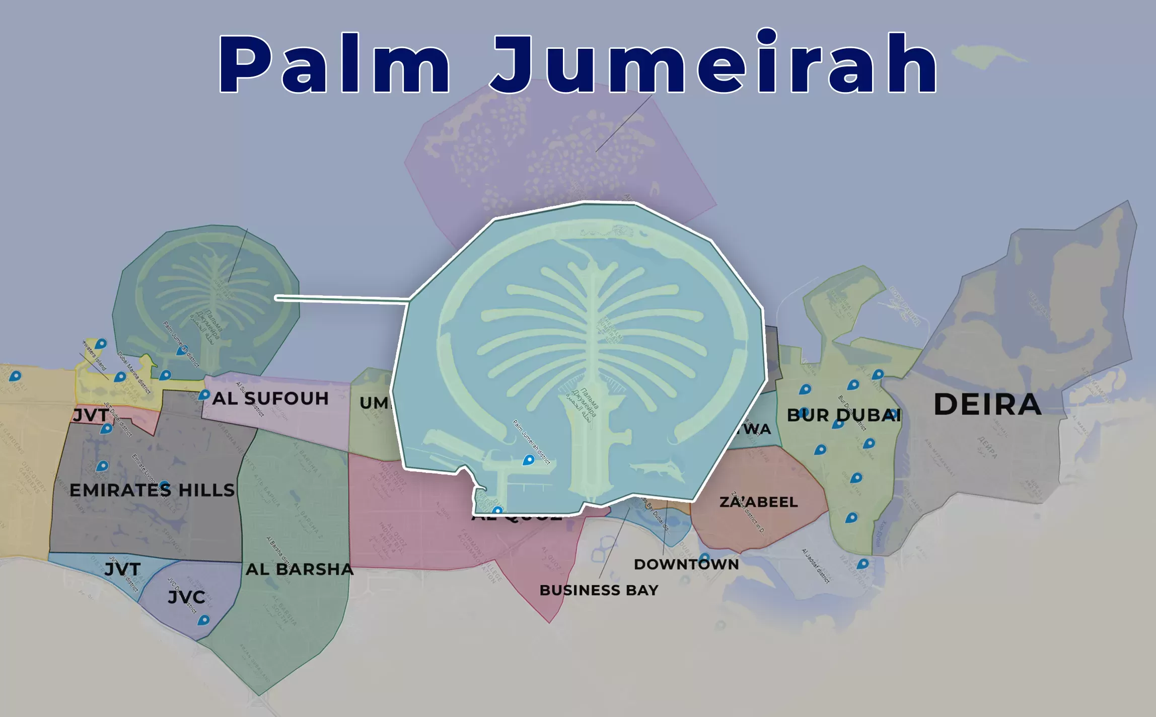 Palm Jumeirah Dubai on the map
