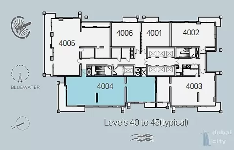 Location of the apartment in the Bluewaters Bay building