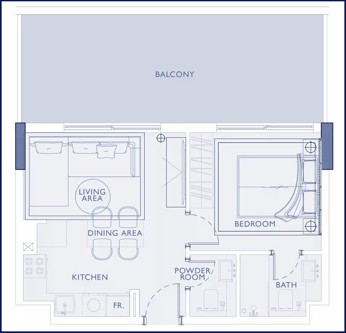 1 bhk apartment layout in JVC